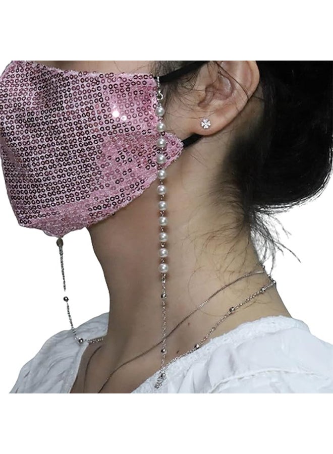 Generic Pearl Beaded Silver Chain Eyeglass