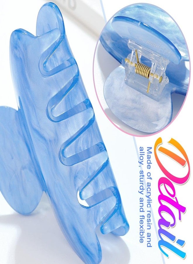 CAKURE Acrylic Claw Clips Pink Hair Clips Cute Hair Claw Barrettes Medium Nonslip Hair Claw Hair Accessories for Women and Girls (Pack of 2) (b-white&lake blue) - Image 4