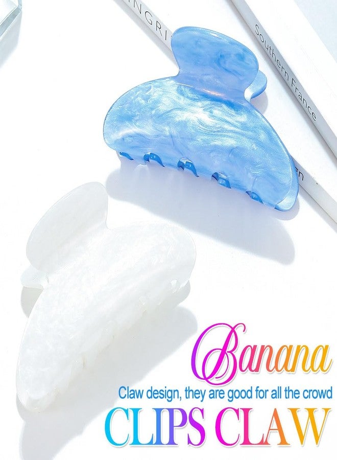 CAKURE Acrylic Claw Clips Pink Hair Clips Cute Hair Claw Barrettes Medium Nonslip Hair Claw Hair Accessories for Women and Girls (Pack of 2) (b-white&lake blue) - Image 2
