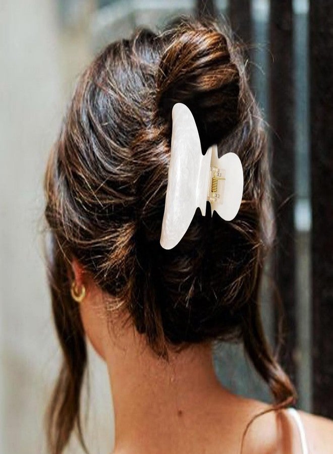 CAKURE Acrylic Claw Clips Pink Hair Clips Cute Hair Claw Barrettes Medium Nonslip Hair Claw Hair Accessories for Women and Girls (Pack of 2) (b-white&lake blue) - Image 5