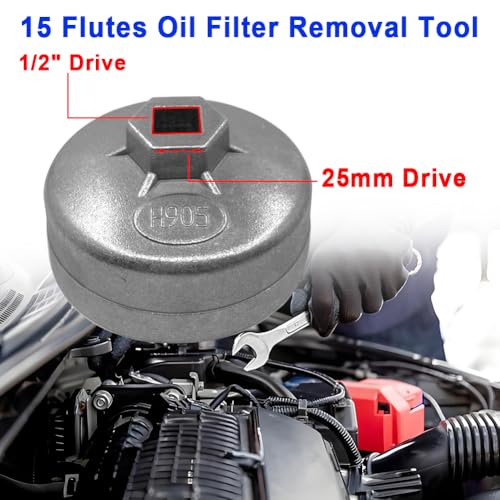 cotonlake 73-74mm Oil Filter Wrench, 15 Flutes Oil Filter Removal Tool Socket Compatible with AC Delco PF46/PF47/PF48/PF48e/PF63/PF64 Oil Filter for Chevy/Toyota/GM/Chrysler/Equinox 1.5L(1PC) - Image 3