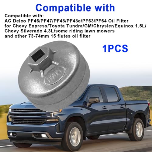 cotonlake 73-74mm Oil Filter Wrench, 15 Flutes Oil Filter Removal Tool Socket Compatible with AC Delco PF46/PF47/PF48/PF48e/PF63/PF64 Oil Filter for Chevy/Toyota/GM/Chrysler/Equinox 1.5L(1PC) - Image 4