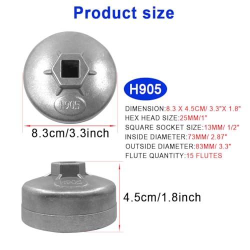 cotonlake 73-74mm Oil Filter Wrench, 15 Flutes Oil Filter Removal Tool Socket Compatible with AC Delco PF46/PF47/PF48/PF48e/PF63/PF64 Oil Filter for Chevy/Toyota/GM/Chrysler/Equinox 1.5L(1PC) - Image 5