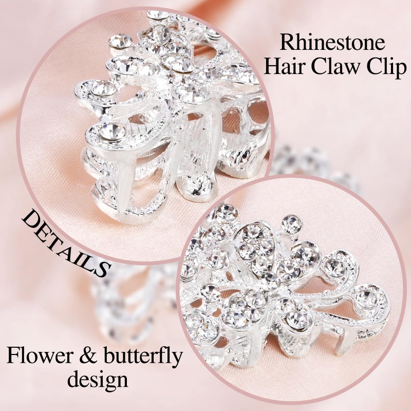 Vovii Rhinestone Hair Claw Clips Bling Hair Clips for Women, Sparkly Hair Clip Fancy Hair Claw Clips for Hair, Sliver Mini Diamond Crystal Glitter Clips for Women (2.36 inch) - Image 4