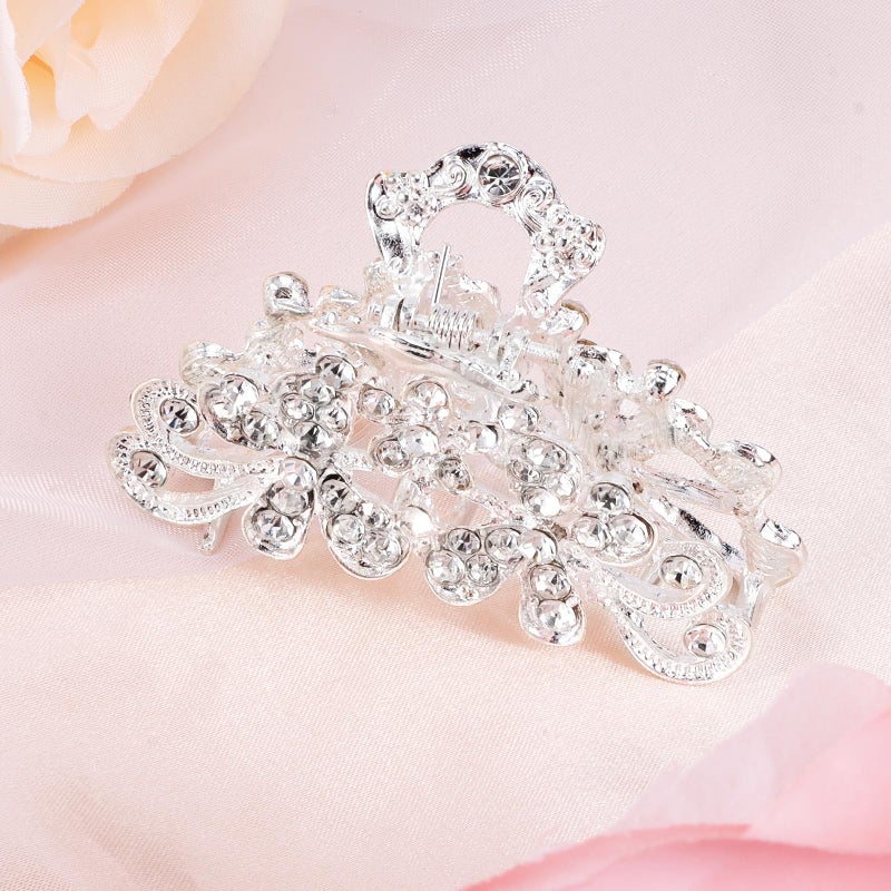 Vovii Rhinestone Hair Claw Clips Bling Hair Clips for Women, Sparkly Hair Clip Fancy Hair Claw Clips for Hair, Sliver Mini Diamond Crystal Glitter Clips for Women (2.36 inch) - Image 2