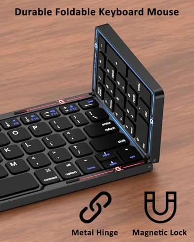 ULSOU Foldable Keyboard and Mouse, Folding Wireless Keyboard Mouse Combo with Portable Case, Rechargeable 2.4G Wireless+Bluetooth Multi-Device Combo for Windows, iOS, Android, macOS PC/Laptop/Tablet - Image 4
