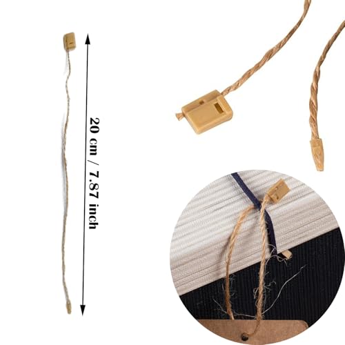 Aakriti Hemp Twine Strings 7" Hang Tag String Hemp Twine Strings Price Fastener with Snap Lock Pin Loop Hook Ties Fast to Attach (Jute Hemp TAG PIN, 200pcs) - Image 2