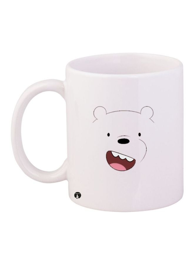 RYN Cartoon Bear Printed Coffee Mug White/Black/Pink 11ounce
