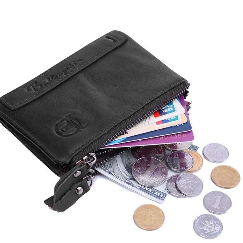 BULLCAPTAIN Genuine Leather Wallet for Men Vintage Bifold with Double Zipper Pockets (Black) - Image 4