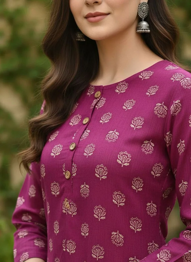 Saka Designs Floral Printed Knee Length Kurta