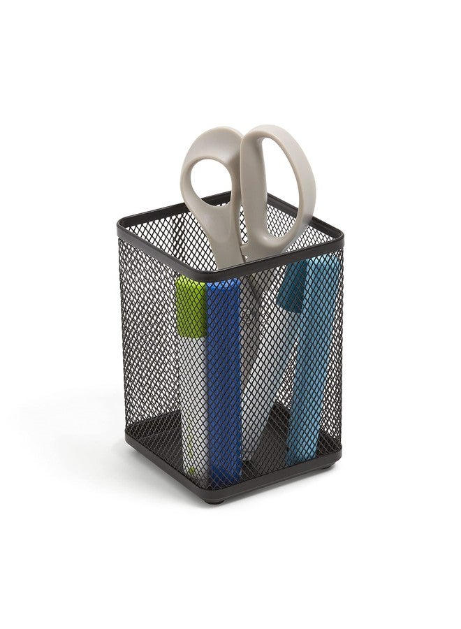 TRU RED Stackable Wire Mesh Jumbo Pencil Holder, Matte Black, 3‑Pack - Large Desktop Organizer for Pens, Markers & Office Supplies - Image 1
