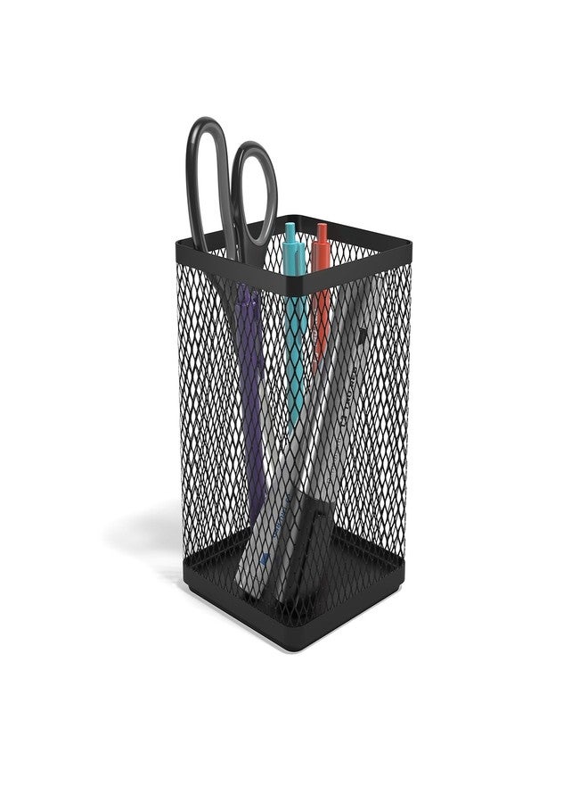 TRU RED Stackable Wire Mesh Jumbo Pencil Holder, Matte Black, 3‑Pack - Large Desktop Organizer for Pens, Markers & Office Supplies - Image 4