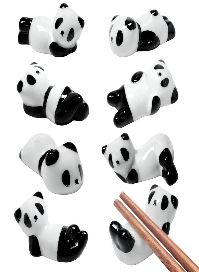 Gabrella 8 Pcs Cute Ceramic Panda Chopsticks Holder, Chopstick Rest Rack Stand Cute Chopstick Holder for Chopsticks, Forks, Spoon, Paint Brushes - Image 1