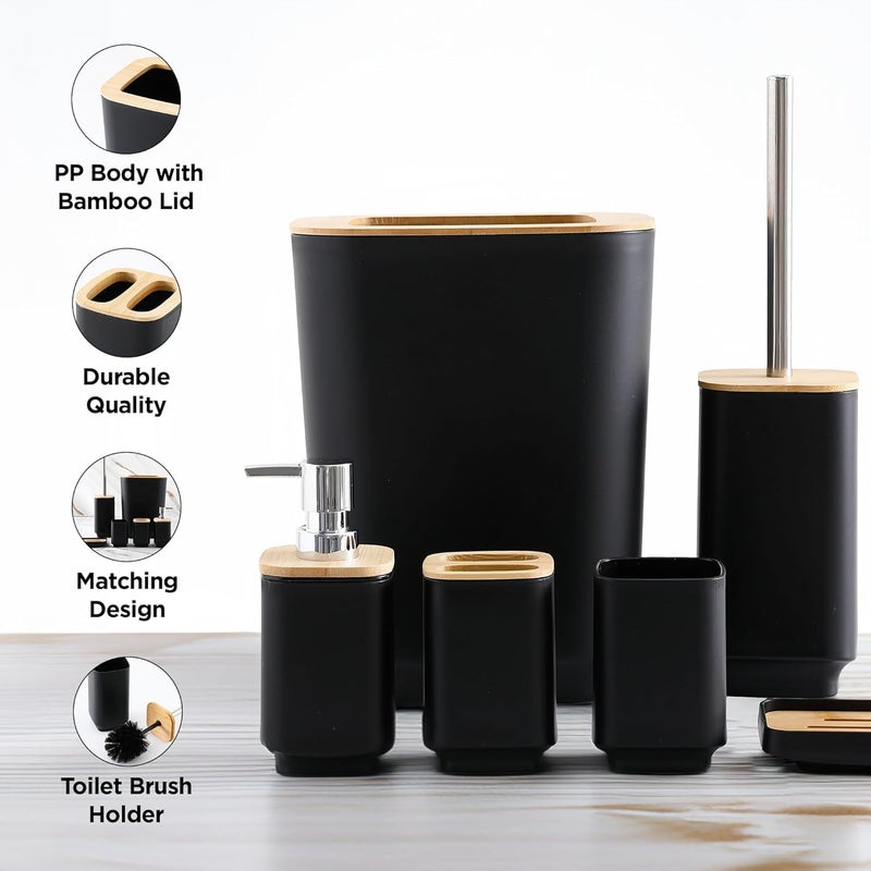 Homestic 6 Pcs Bathroom Accessories Set | Toilet Brush Holder, Soap Dish, Mouth Wash Cup, Toothbrush Holder, Soap Dispenser & Dustbin for Home Kitchen & Bathroom Essentiala65 - Image 4
