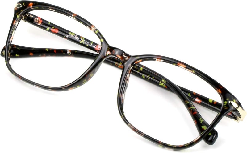 VisionGlobal Blue Light Blocking Glasses for Women, Anti Eyestrain, Computer Reading, TV Glasses, Stylish Square Frame, Anti Glare(Floral,+1.75 Magnification) - Image 1