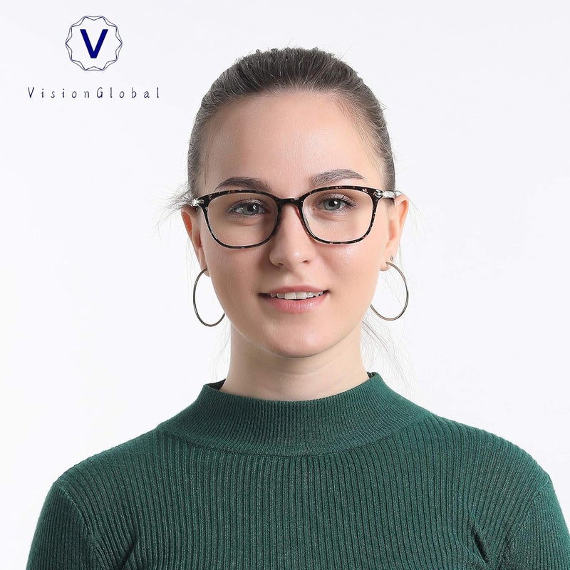 VisionGlobal Blue Light Blocking Glasses for Women, Anti Eyestrain, Computer Reading, TV Glasses, Stylish Square Frame, Anti Glare(Floral,+1.75 Magnification) - Image 5