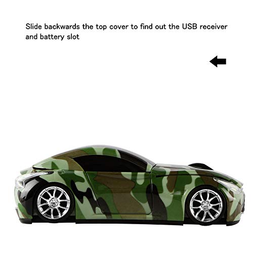 elec Space Cool Sport Car Shape 2.4GHz Wireless Mouse Optical Cordless Mice with USB Receiver for PC Laptop Computer 1600DPI 3 Buttons - Image 3