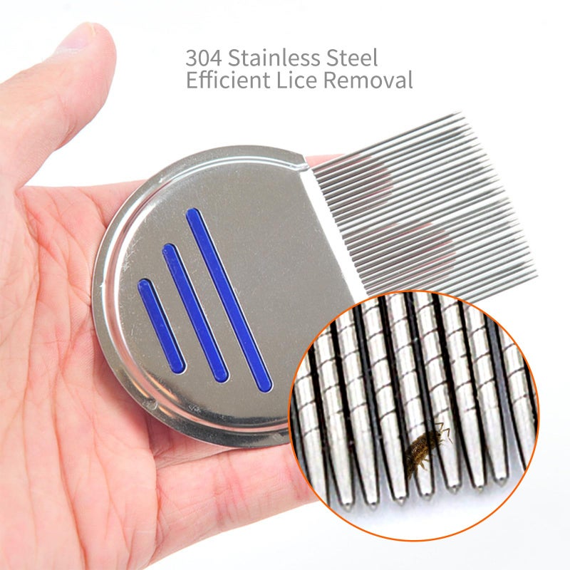 LABOTA 9 Pcs Lice Combs, Flea Combs, Hair Comb Double Sided Fine Tooth Combs, Removal Dandruff Comb with Metal Teeth, Stainless Steel Louse and Nit Comb for Head Lice Treatment - Image 5
