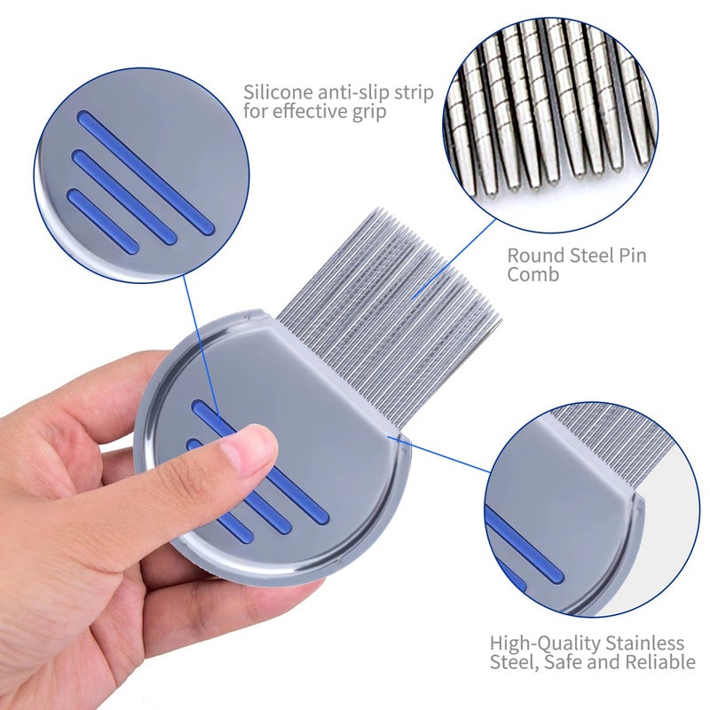 LABOTA 9 Pcs Lice Combs, Flea Combs, Hair Comb Double Sided Fine Tooth Combs, Removal Dandruff Comb with Metal Teeth, Stainless Steel Louse and Nit Comb for Head Lice Treatment - Image 2