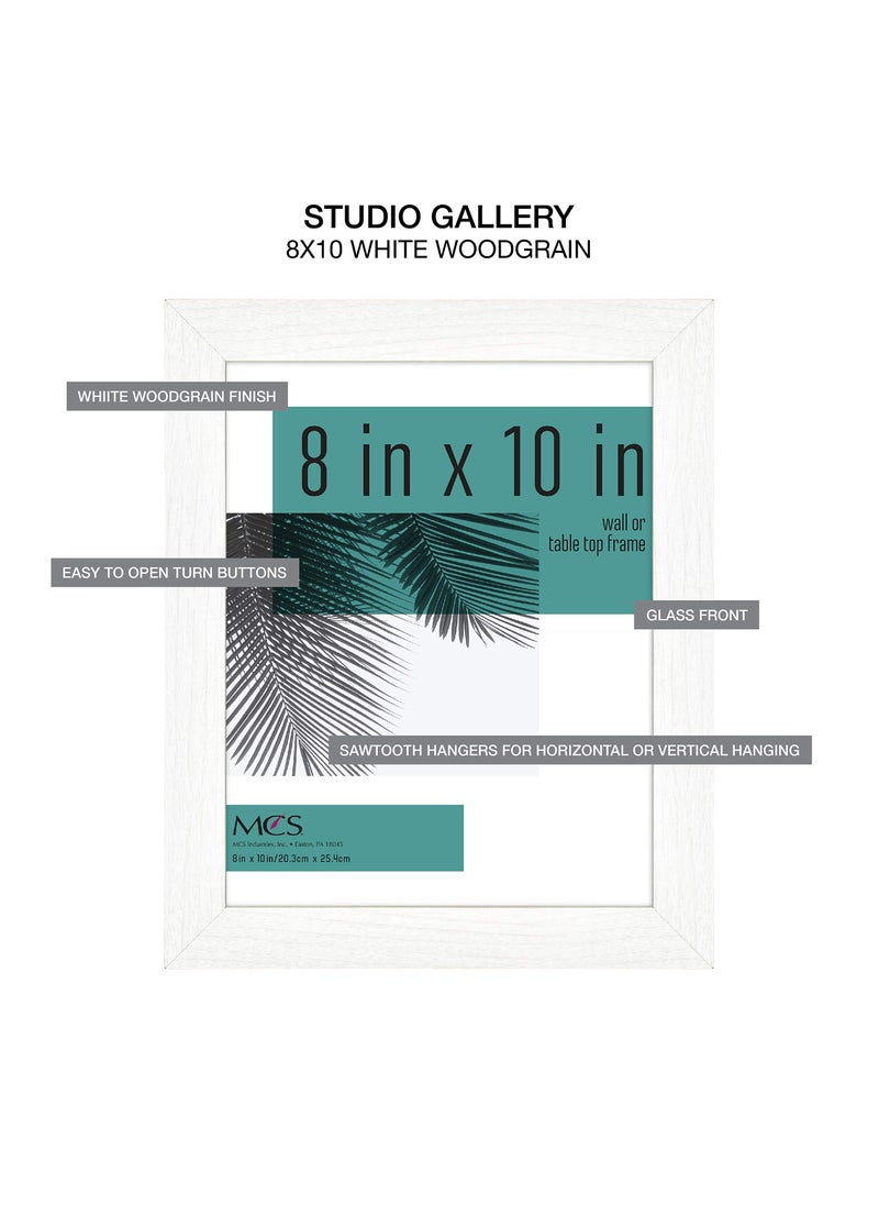 MCS MCS Studio Gallery 8x10 Picture Frame White Woodgrain  Vertical & Horizontal Wall Hanging & Easel for Tapletop Display  Rectangle Photo Frame for Photos  Posters & Art Prints (1-Pack)  - Image 5