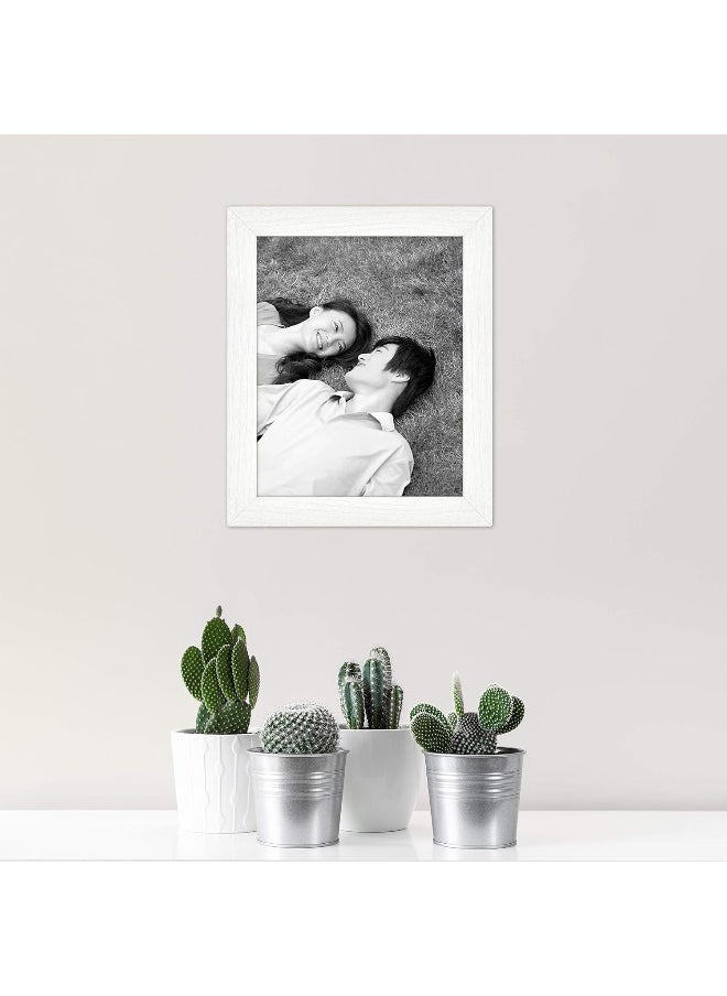 MCS Studio Gallery 8x10 Picture Frame White Woodgrain  Vertical & Horizontal Wall Hanging & Easel for Tapletop Display  Rectangle Photo Frame for Photos  Posters & Art Prints (1-Pack)