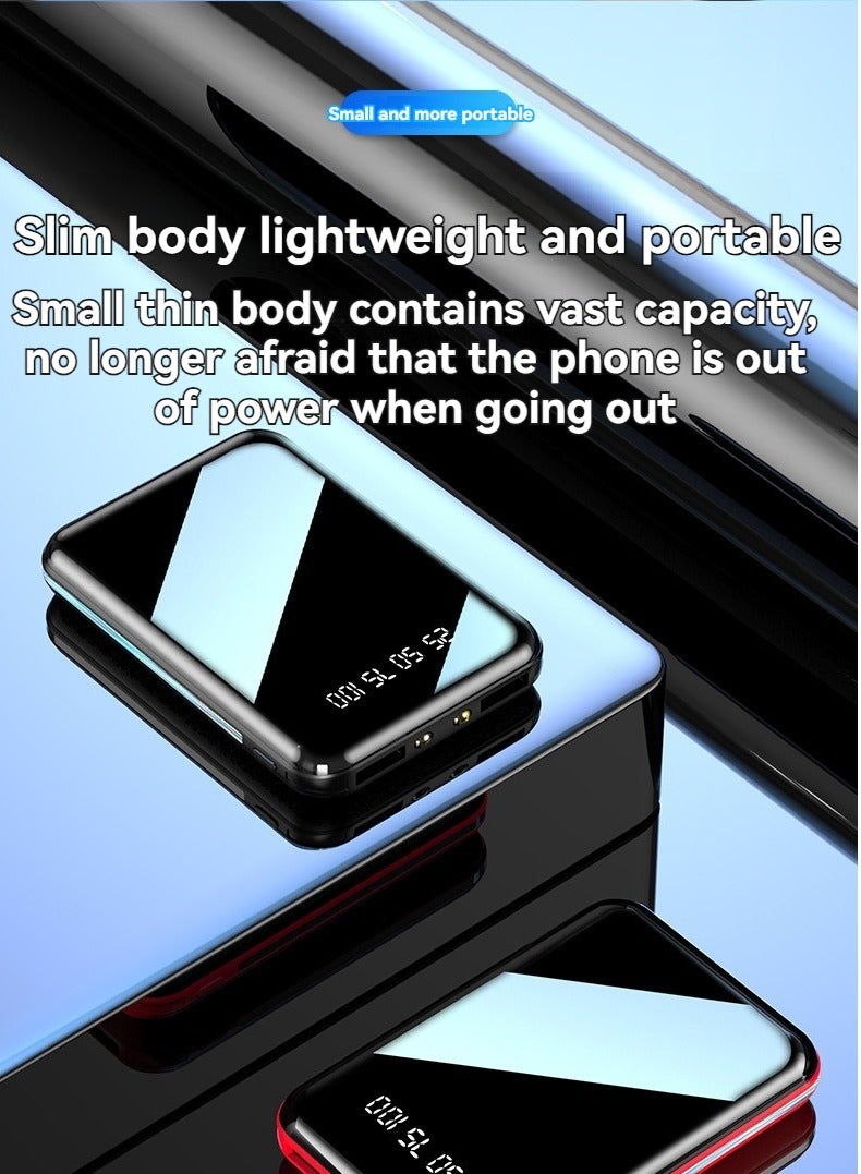 Ultra-thin full mirror digital display power bank 10000 mAh large capacity mini power bank (dark night black) - Image 5