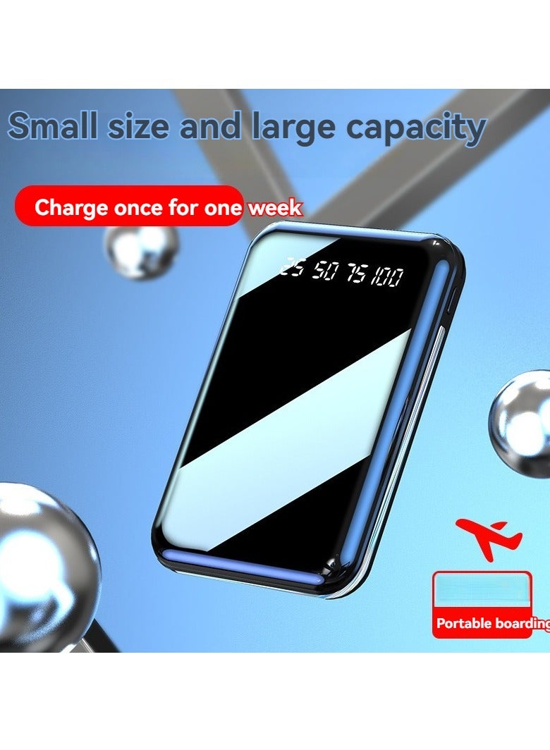 Ultra-thin full mirror digital display power bank 10000 mAh large capacity mini power bank (dark night black) - Image 1