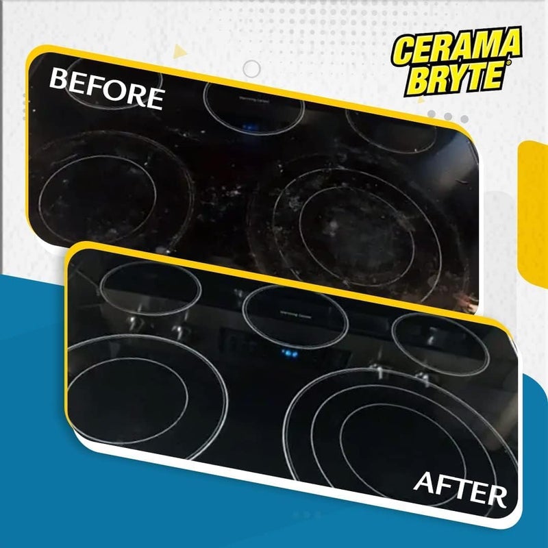 Cerama Bryte وسادات تنظيف سيراما برايت 1 × 10 عبوة لتنظيف سطح الطهي والموقد للأسطح الزجاجية - السيراميكية، 10 عد - Image 2