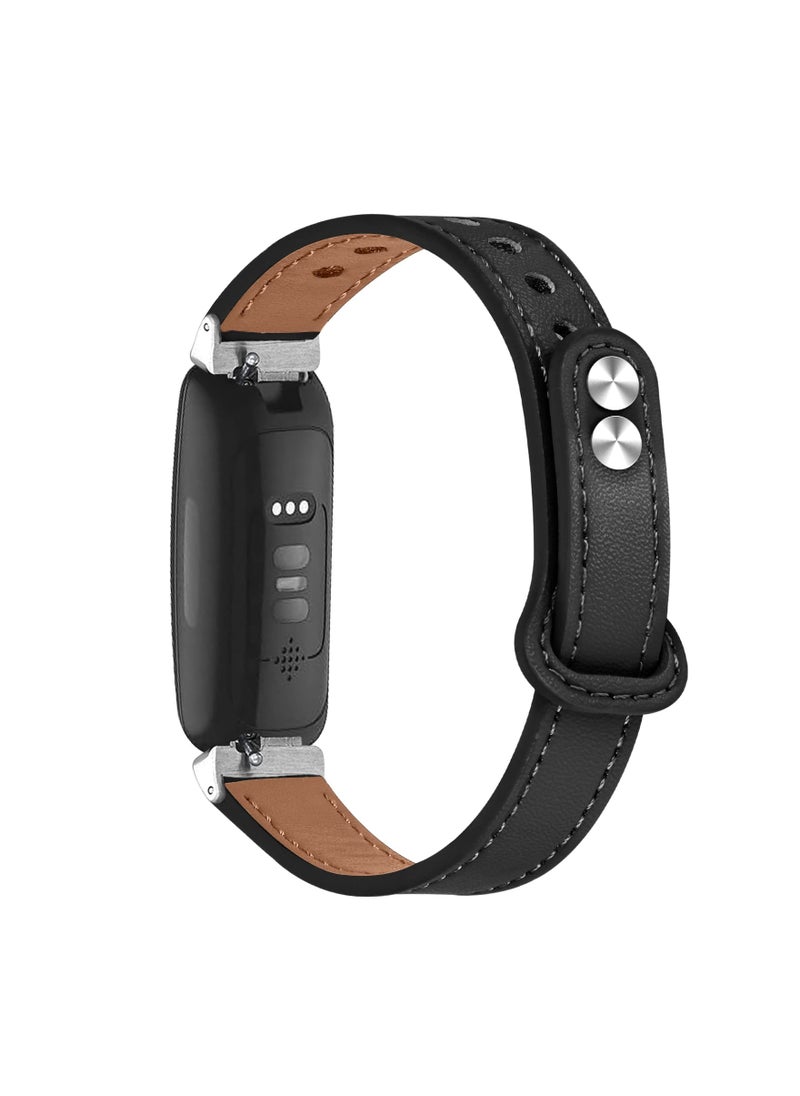 SYOSI - Smart Band Leather Strap, Compatible with Fitbit Inspire 2 Strap, Genuine Leather Sport Wristband Replacement Strap bands Bracelet - Image 1