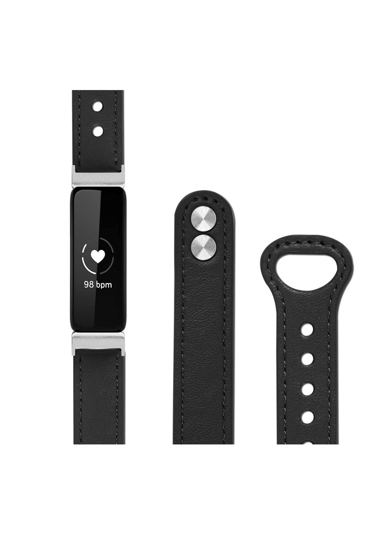 SYOSI - Smart Band Leather Strap, Compatible with Fitbit Inspire 2 Strap, Genuine Leather Sport Wristband Replacement Strap bands Bracelet - Image 1