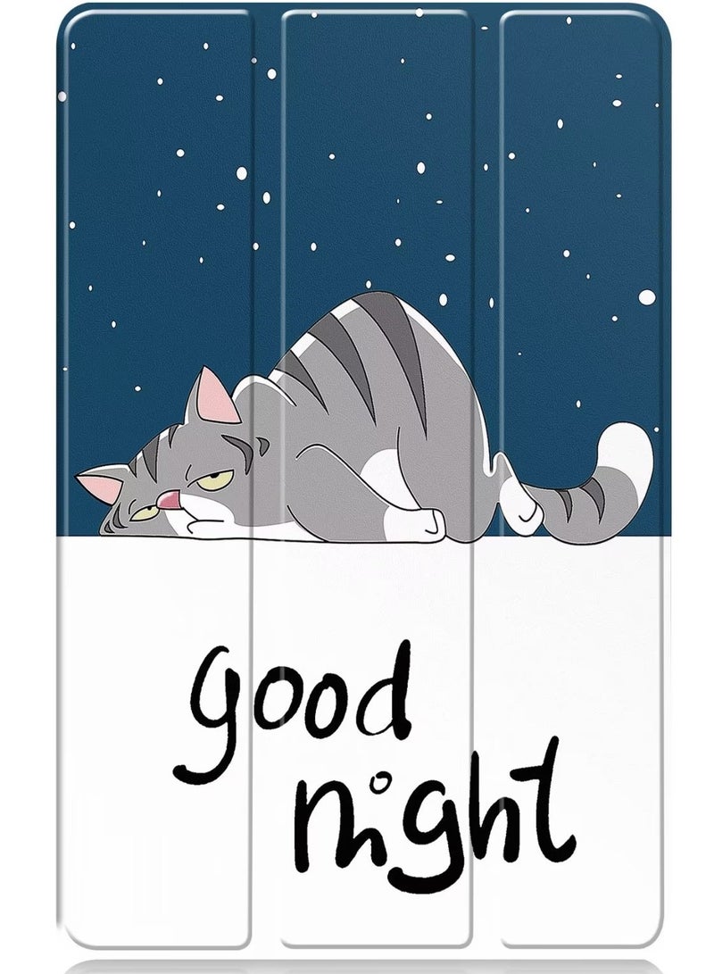 for Huawei MatePad 10.4 Case Cover, Auto Wake/Sleep, Comfortable Skin Touch, Slim Trifold Stand Protective Cover，Lazy Cat（good night） - Image 2
