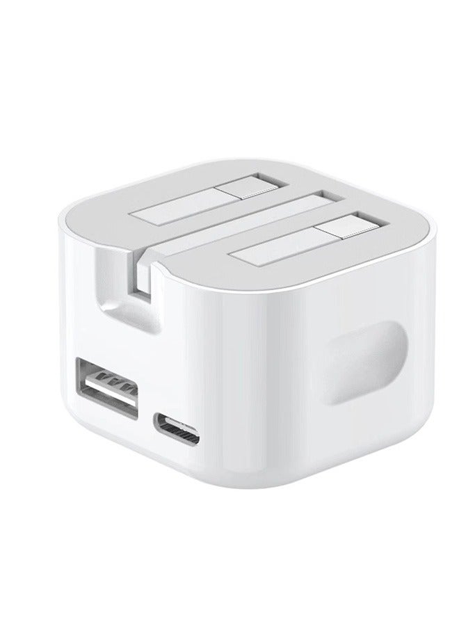 WAIKIL رأس شاحن مزدوج 35 واط USB + Type C للشحن السريع للهواتف المحمولة والأجهزة اللوحية من أبل وأندرويد، شاحن سفر أبيض - Image 2