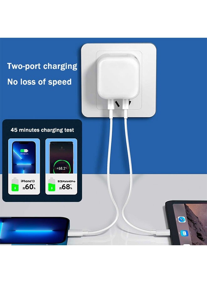 WAIKIL رأس شاحن مزدوج 35 واط USB + Type C للشحن السريع للهواتف المحمولة والأجهزة اللوحية من أبل وأندرويد، شاحن سفر أبيض - Image 3