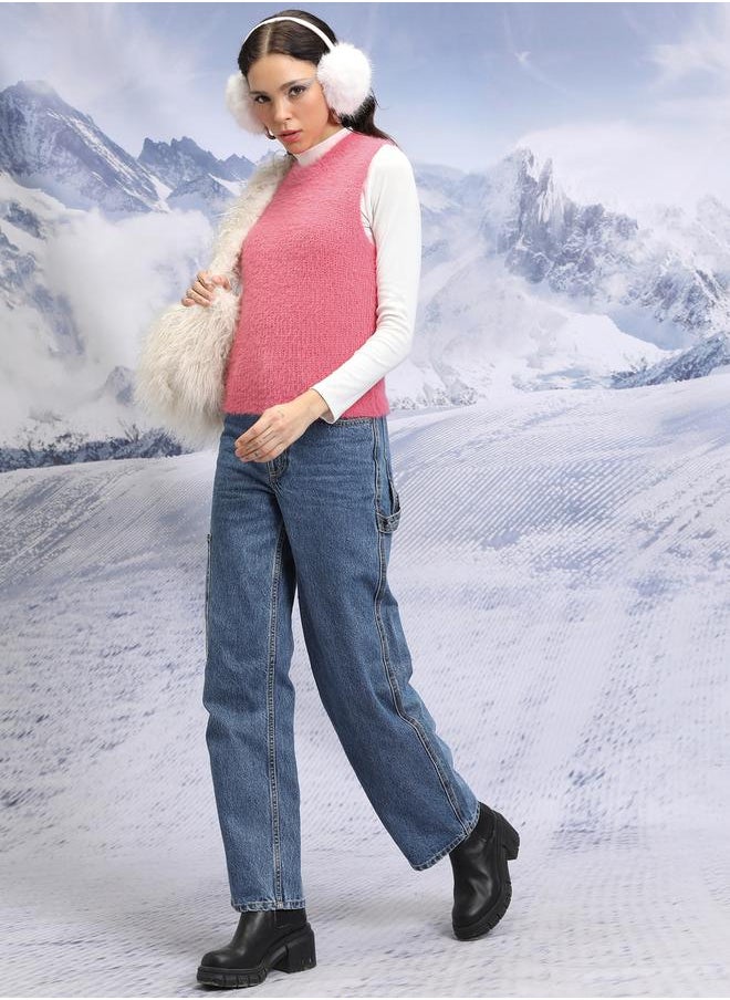 Tokyo Talkies - Textured Round Neck Sleeveless Sweater by Styli - Image 1