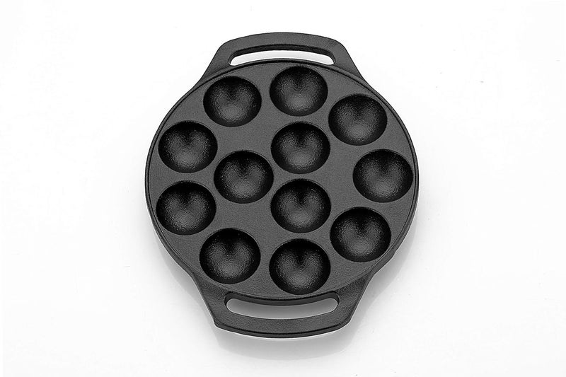 ROSTON Cast Iron Paniyaram Appam Pan Appe Ponganalu Pan Chatti Appam Maker Cast Iron Induction Base Black 12 Cups - Image 2