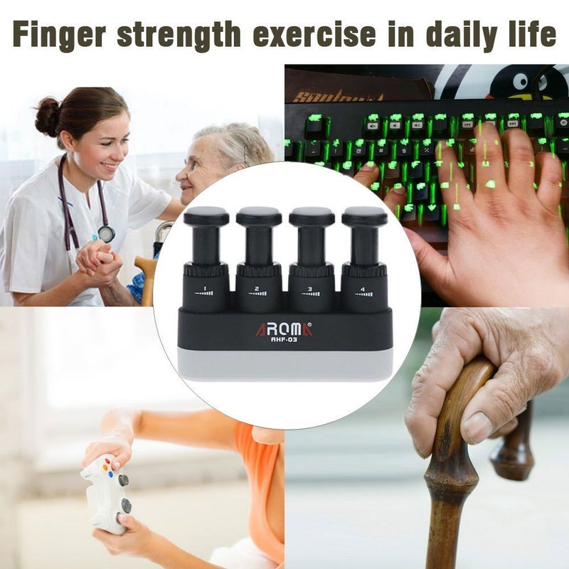 OIBTECH Finger Strengthener,4 Tension Adjustable Hand Grip Exerciser Ergonomic Silicone Trainer for Guitar,Piano,Trigger Finger Training, Arthritis Therapy and Grip, Rock climbing (AHF-03) - Image 5