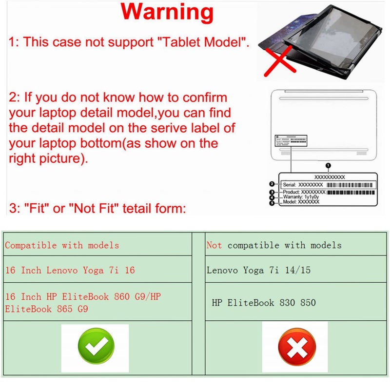 Alapmk Protective Case for Lenovo Yoga 7i 2-in-1 16 Gen 9/Yoga 7i 16 Gen 8 &case for HP EliteBook 860 G11/ EliteBook 860 G10/ProBook 460 G11/EliteBook 660 G11 16"[Not fit Yoga 7i 14/15],Black - Image 3