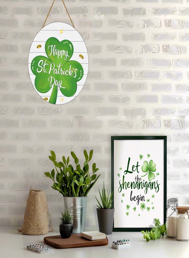 YUNKKIN St Patricks Day Wreath Happy St Patricks Day Door Decorations Shamrock Decorations Hanging Sign Wooden Shamrock Wreath Front Door Hanger for Porch Wall Indoor Home Decor - Image 4