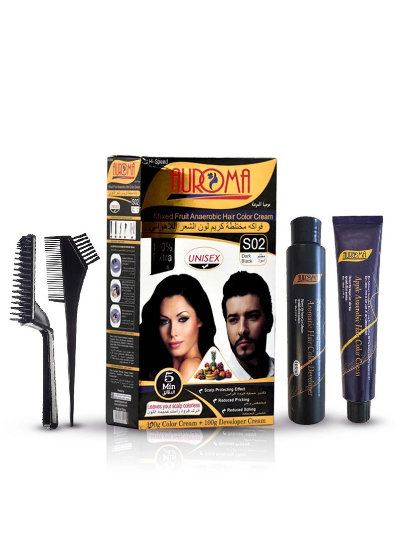 AUROMA Auroma Ammonia free Hair Color S02 Dark Black  - Image 1