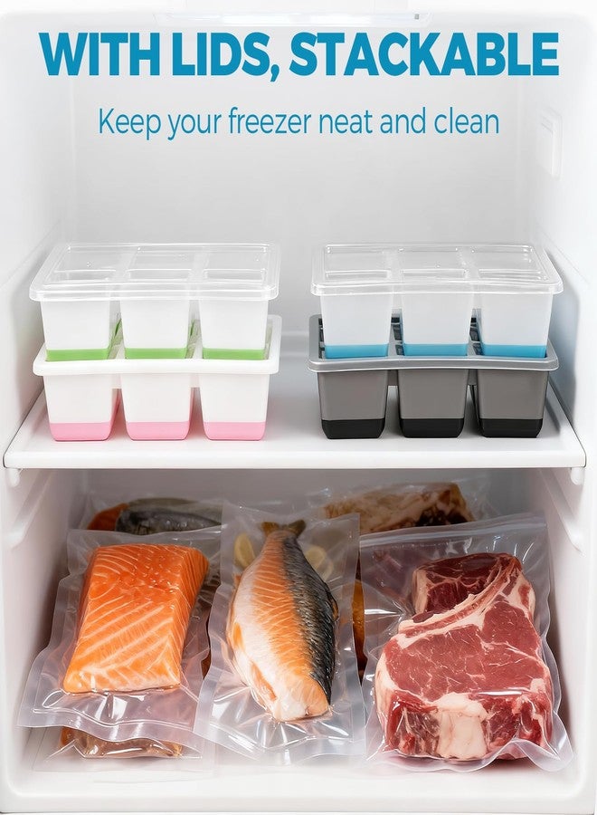 Jrisbo Large Ice Cube Tray with Lid, JRISBO Silicone Ice Cube Mould 6cm Extra Big & BPA Free & Easy Release (2 Blue) - Image 5