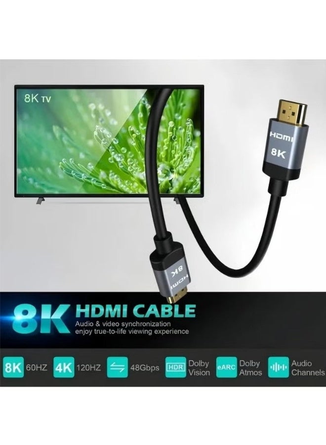 شيلكار كابل HDMI 8K بطول 5 أمتار، بسرعة عالية بسرعة 48 جيجابت/ثانية، يدعم 8K بتردد 60 هرتز، و4K بترددات 240 هرتز/144 هرتز/120 هرتز، يدعم eARC/دولي/HDR 10+/HDCP 2.2 و2.3، متوافق مع الحاسوب المحمول، PS4، PS5، سويتش، إكس بوكس، وشاشات HDTVs HDMI - Image 2