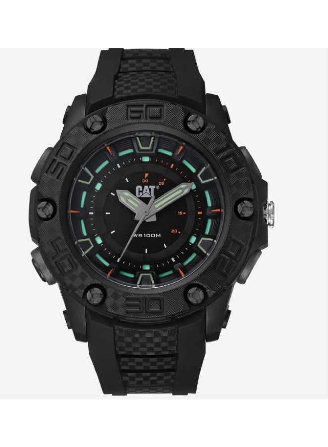 ساعة رجالية من كات، مينا أسود، سوار سيليكون، موديل LU 160 21 127