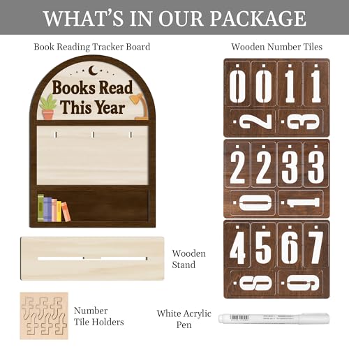 DINIZON Books Read This Year Counter Valentines Day Gifts For Women Readers, Personalized Book Counter Tracker Bookshelf Decor, Bookish Gifts Accessories For Book Lovers, Bookworm, Bookclub Stocking Stuffers - Image 5