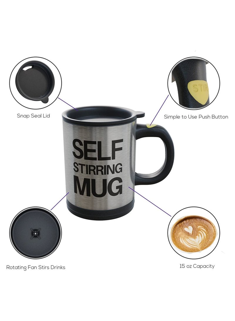 Self Stirring Mug- Reusable Auto Mixing Cup with Travel Lid for Protein Mix, Bulletproof Coffee, Chocolate Milk - Image 3
