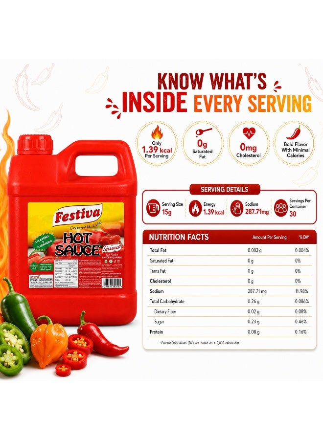 Festiva Hot Sauce 4.5L - Spicy Chili Sauce for Burgers, Sandwiches, Fries and Snacks - Dip and Cooking Sauce - Image 2