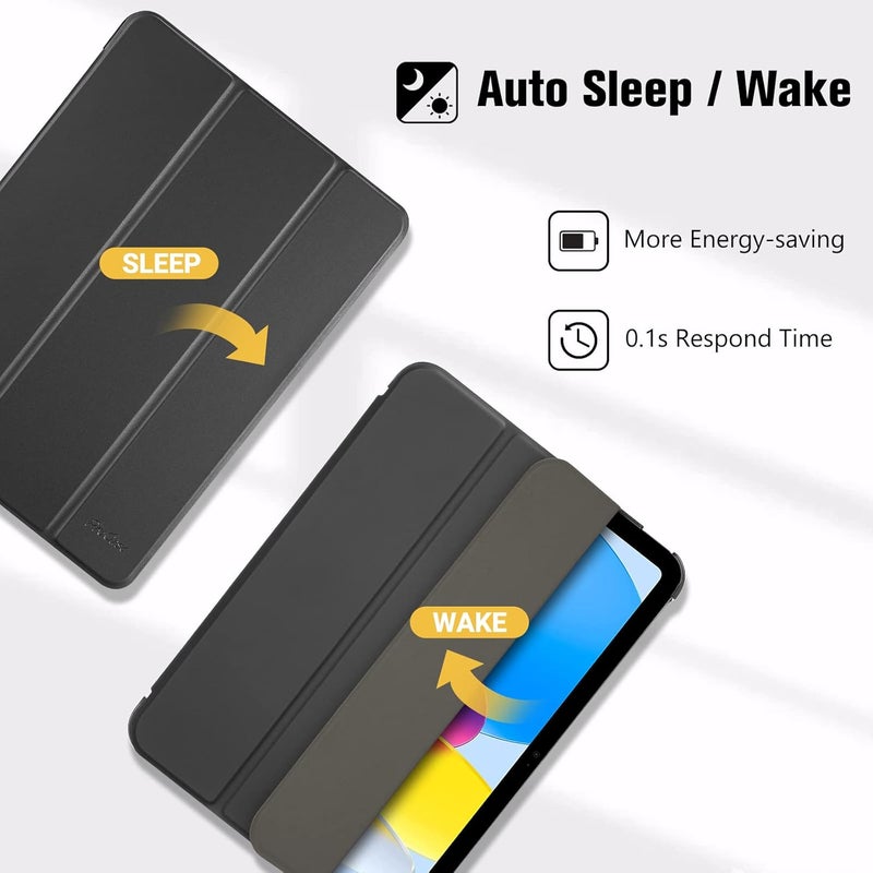 Procases For Ipad A16 11Th Generation 11 Inch 2025/ Ipad 10Th Generation 10.9 Inch 2022 Case, Slim Smart Cover With Translucent Hard Shell Back, Supports Touch Id, Auto Wake/Sleep -Black - Image 4