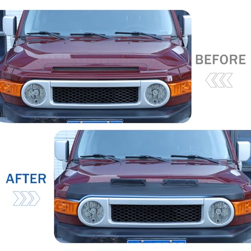 LLKUANG Hood Bra Front End Nose Mask Compatible with Toyota FJ Cruiser 2007-2021 Leather Protector Tuning,Front Hood Deflector Trim Cover - Image 2