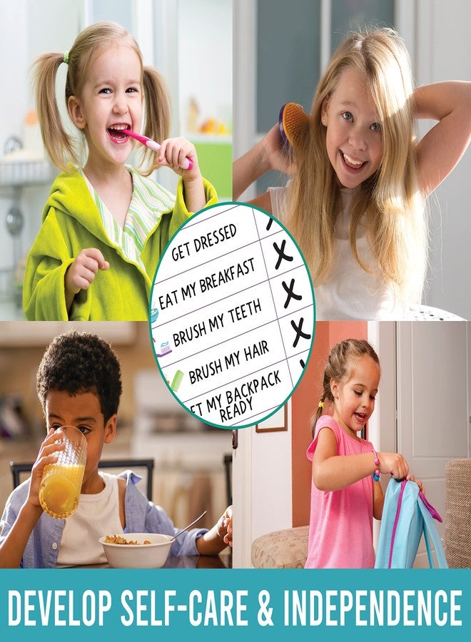 Hadley Designs Magnetic Morning & Bedtime Routine Chart for Kids - Customizable Toddler Daily Schedule Board with Dry Erase Surface, Stickers & Marker, Build Habits with Visual Checklists, Mermaid Theme - Image 4