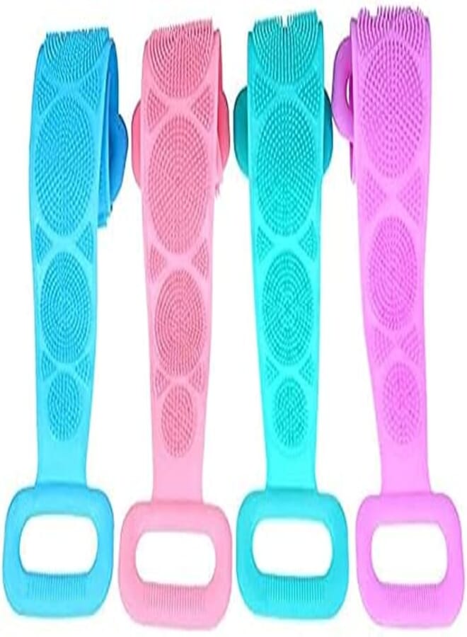 Long body silicone shower pouf