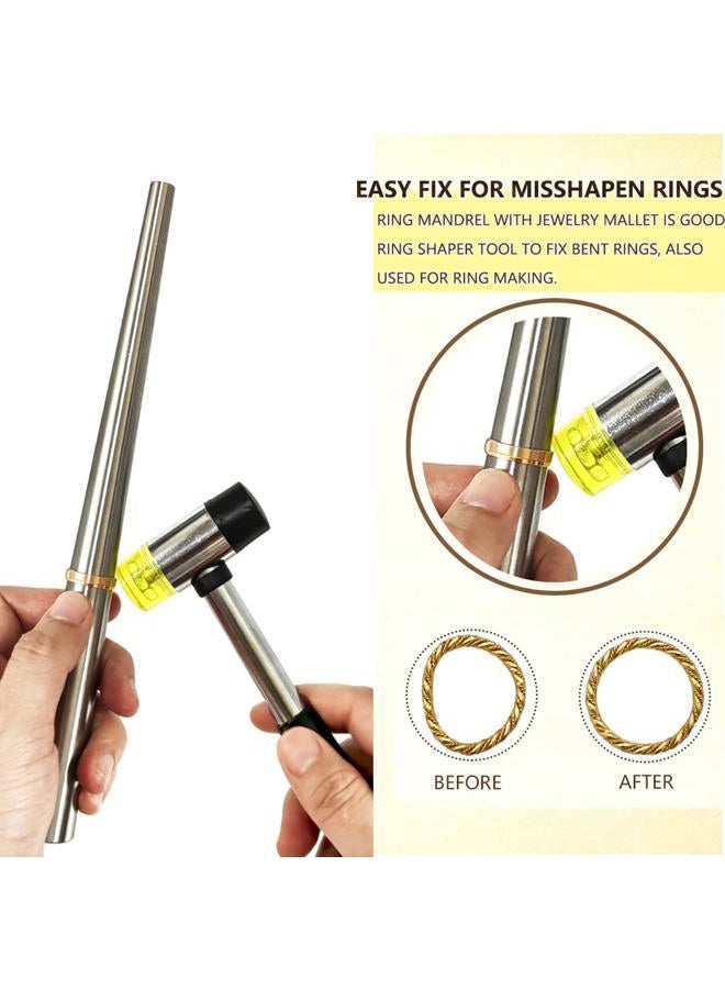 EJOQSON Ring Mandrel Measurer Ring Sizer Measuring Tool Set Ring Mandrel Sizer Tools for Ring Repair and Measurement Ring Shaper to Fix Bent Rings Resize Sizing Kit (METAL-12PCS) - Image 3